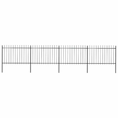 vidaXL Záhradný plot s vrchnou časťou z ocele 671x120 cm čierny