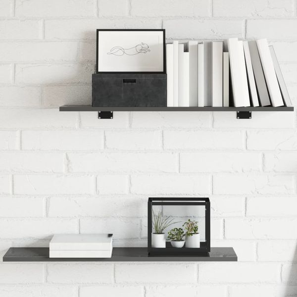 vidaXL Prídavné police 8 ks, lesklé sivé 80x20x1,5 cm, drevotrieska