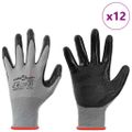 vidaXL Pracovné rukavice 12 ks Šedá a čierna 7 / S Polyester