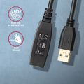 AXAGON ADR-310, USB 3.2 Gen 1 A-M -> A-F aktivní prodlužovací / repeater kabel, 10m Kabel, prodlužovací, aktivní, USB 3.2 Gen1, zástrcka A, zásuvka A, 10m, cerný
