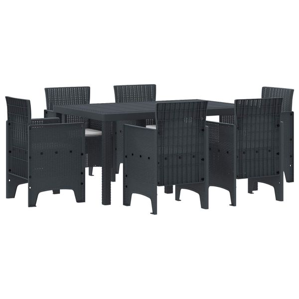 vidaXL Záhradný jedálenský set 7 pcs Antracit Polt ratan