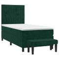 vidaXL Posteľný rám boxsping s matracom tmavozelený 90x200 cm zamat