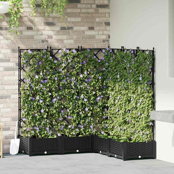 vidaXL Záhradný kvetináč 5 pcs Čierny 120 x 120 x 125,5 cm Plast