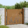 vidaXL Záhradná brána 100x100 cm, oceľ Corten, dizajn s trávou