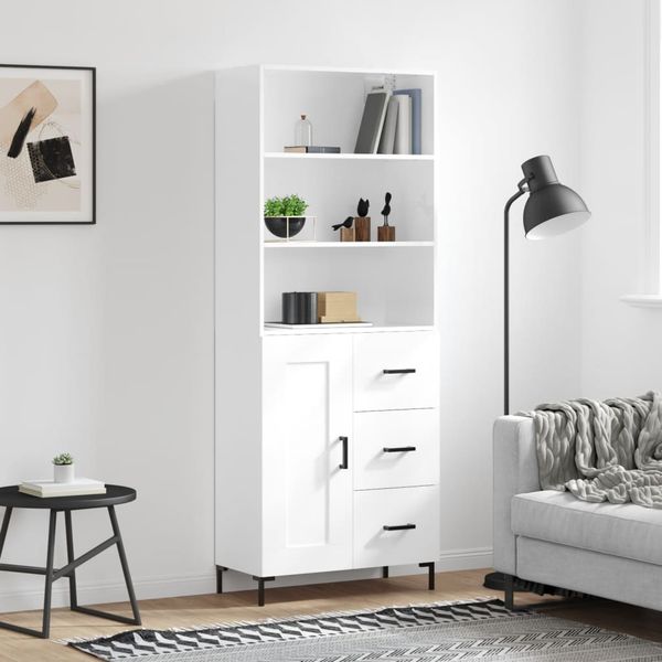 vidaXL Vysoká skrinka lesklá biela 69,5x34x180 cm spracované drevo