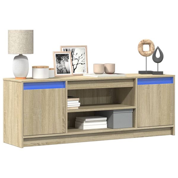 vidaXL TV stolík s LED dub sonoma 139,5x34x50 cm kompozitné drevo