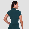 Dámske tričko Cropped Ignite Dark Green - GymBeam, veľkosť M, veľkosť oblečenia M