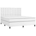 vidaXL Boxspring posteľ s matracom biela 180x200 cm umelá koža