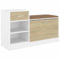 vidaXL Lavica na topánky, biela+sonoma 94,5x31x57 cm, kompozitné drevo