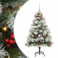 vidaXL Umelý vianočný stromček Zelená a biela 150 cm PVC, kov a plast