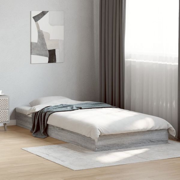 vidaXL Posteľný rám sivý dub sonoma 90x200 cm borovicový masív