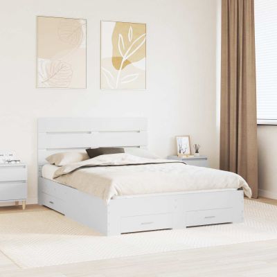 vidaXL Rám postele so zásuvkou Biela 140 x 190 cm Kompozitné drevo