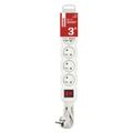 Predlžovací kábel 3 m / 5 zásuviek / s vypínačom / biely / PVC / 1,5 mm2