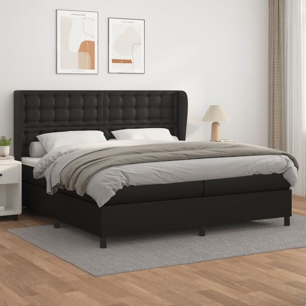 vidaXL Boxspring posteľ s matracom čierna 200x200 cm umelá koža