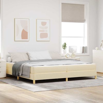 vidaXL Posteľ s pružinovým rámom s matracmi Krémová 200 x 200 cm látka