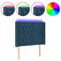 vidaXL Čelo postele s LED tmavomodré 103x16x118/128 cm zamat