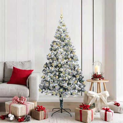 vidaXL Umelý vianočný stromček Biela 180 cm PVC a Oceľ a Plast