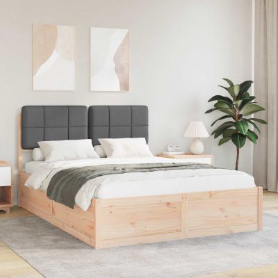 vidaXL Rám postele s čalúneným čelom Tmavo šedá 150 x 200 cm