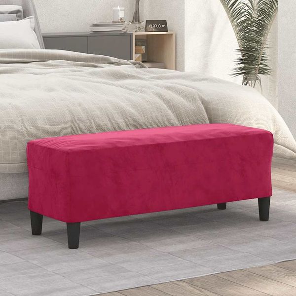 vidaXL Lavička vínovo-červená 100x35x41 cm zamat