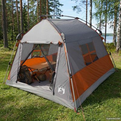 vidaXL Okamžitý stan odolný voči vode 2-miestny Šedá a oranžová