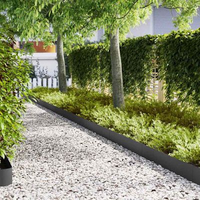 vidaXL Obrubník trávnika 20 ks 100 x 0.05 x 20 cm Čierna
