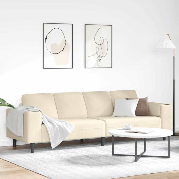 vidaXL Pohovka Krémová 250 x 77 x 76 cm Kordúrová tkanina