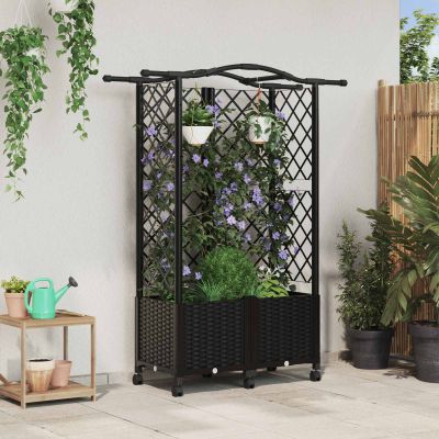 vidaXL Vyvýšený záhon s mriežkou a strechou Čierna 122 x 40 x 144 cm