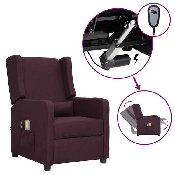 vidaXL Elektrické masážne kreslo fialové látka