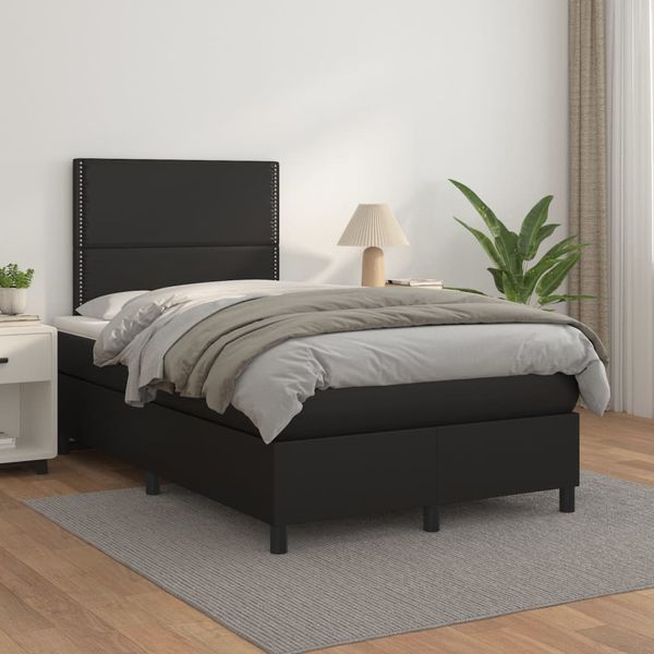 vidaXL Boxspring posteľ s matracom čierna 120x200 cm umelá koža