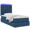 vidaXL LED úložná posteľ s matracom Modrá 90 x 190 cm Látka