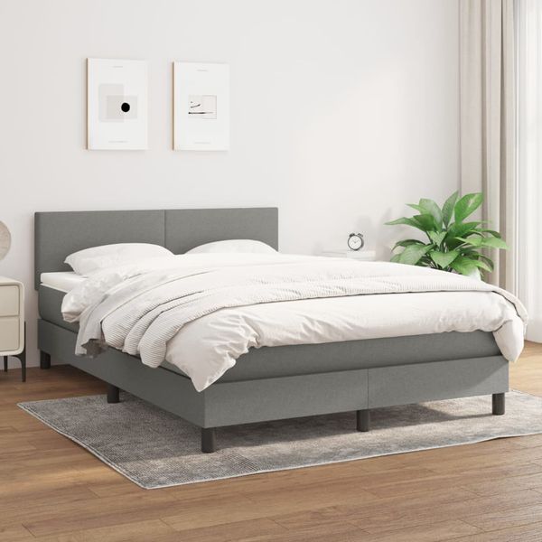 vidaXL Boxspring posteľ s matracom tmavosivá 140x190 cm látka