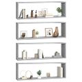 vidaXL Kockové police 4 ks sivé sonoma 80x15x26,5 cm spracované drevo