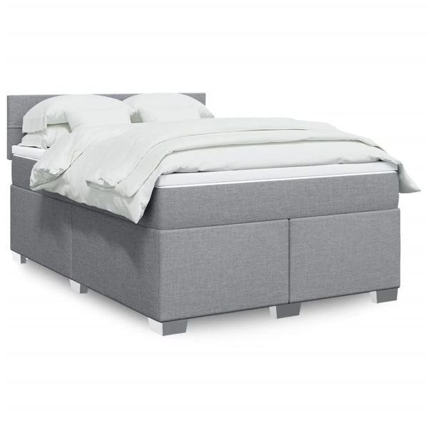 vidaXL Boxspring posteľ s matracom svetlosivá 100x200 cm látka