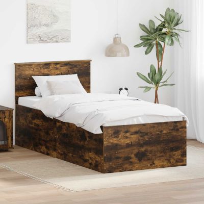 vidaXL Rám postele Dymová dub 90 x 200 cm Kompozitné drevo