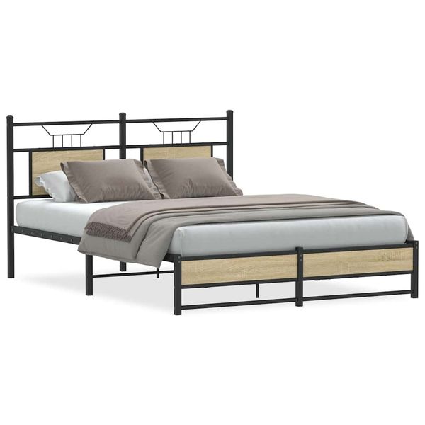 vidaXL Posteľný rám bez matraca dub sonoma 140x190 cm kompozitné drevo