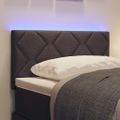 vidaXL LED hlavová doska Hnedá látka