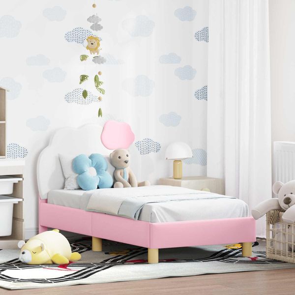 vidaXL Rám detskej postele s čelom Ružová 70 x 140 cm PU