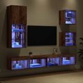 vidaXL TV nástenné jednotky s LED 5 ks Staré drevo 100 x 30 x 30 cm