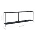 vidaXL Konzolový stolík čierny 200x35x75,5 cm tvrdené sklo