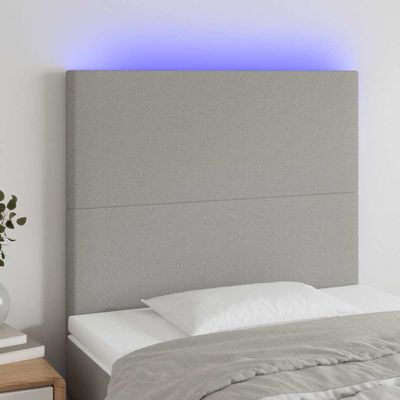 vidaXL Čelo postele s LED bledosivé 100x7x118/128 cm látka