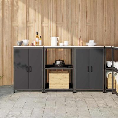 vidaXL Kuchynský úložný set HATTEM 3 pcs Čierna Studený valcovaný oceľ