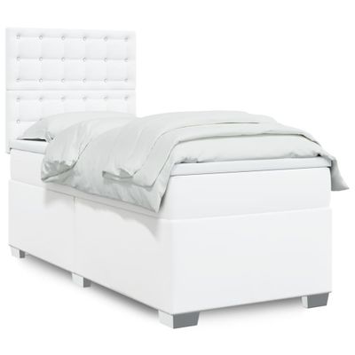 vidaXL Boxspring posteľ s matracom biela 90x190 cm umelá koža
