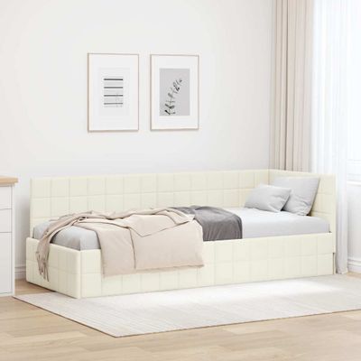 vidaXL Rohový rám postele s čelnou doskou Krémová 80 cm x 200 cm Zamat