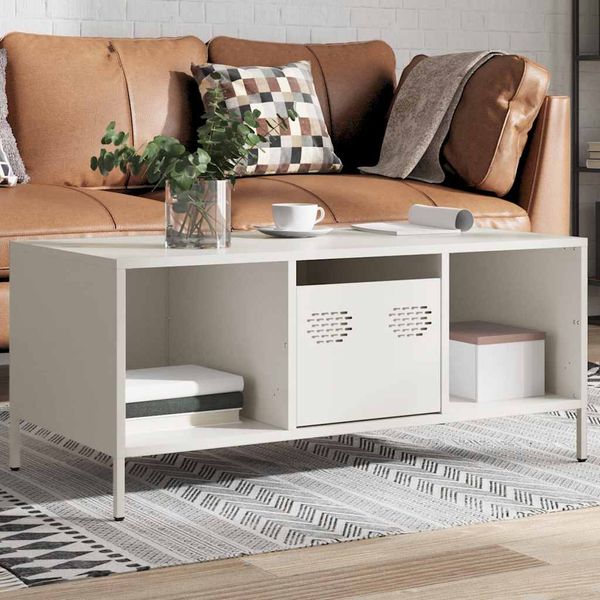 vidaXL Konferenčný stolík biely 101,5x50x43,5 cm oceľ