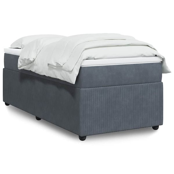 vidaXL Posteľný rám boxspring s matracom tmavosivý 100x200 cm zamat