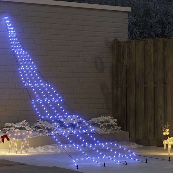 vidaXL LED Vianočný stromček so zemnými kolíkmi Modrá 511 cm Kov