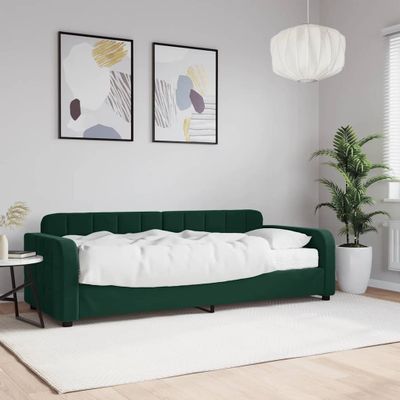 vidaXL Denná posteľ s matracom tmavozelená 80x200 cm zamat