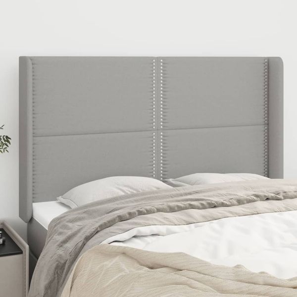 vidaXL Čelo postele so záhybmi bledosivé 147x16x118/128 cm látka
