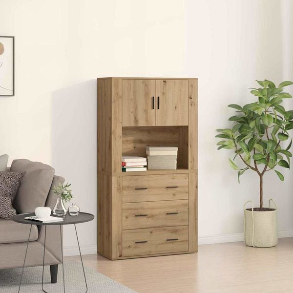 vidaXL Highboard Remeselný dub 80 x 33 x 150 cm Kompozitné drevo