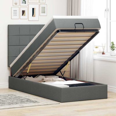 vidaXL Osmanský rám postele s matracom tmavosivá 80x200 cm látka